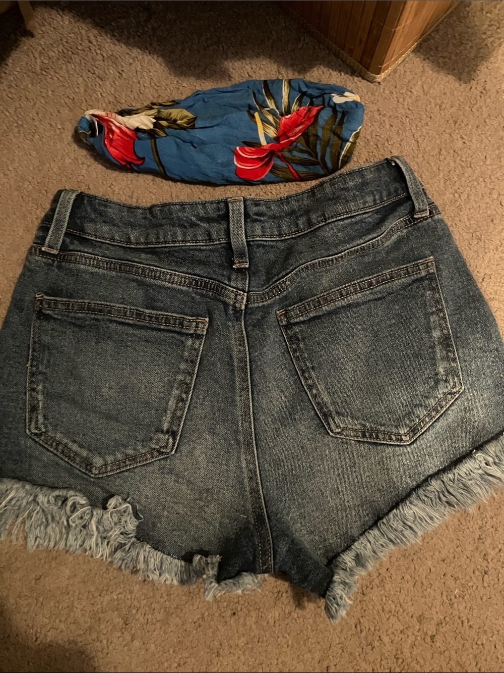 Celebrity Pink Washed Blue High-Rise Frayed Hem Denim Shorts